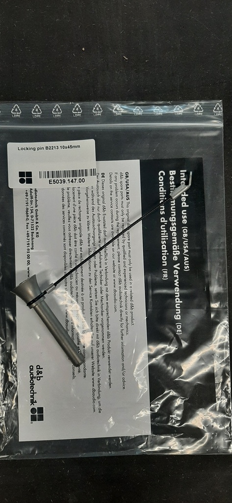 d&b KSL Locking pin B2213 10x45mm rear